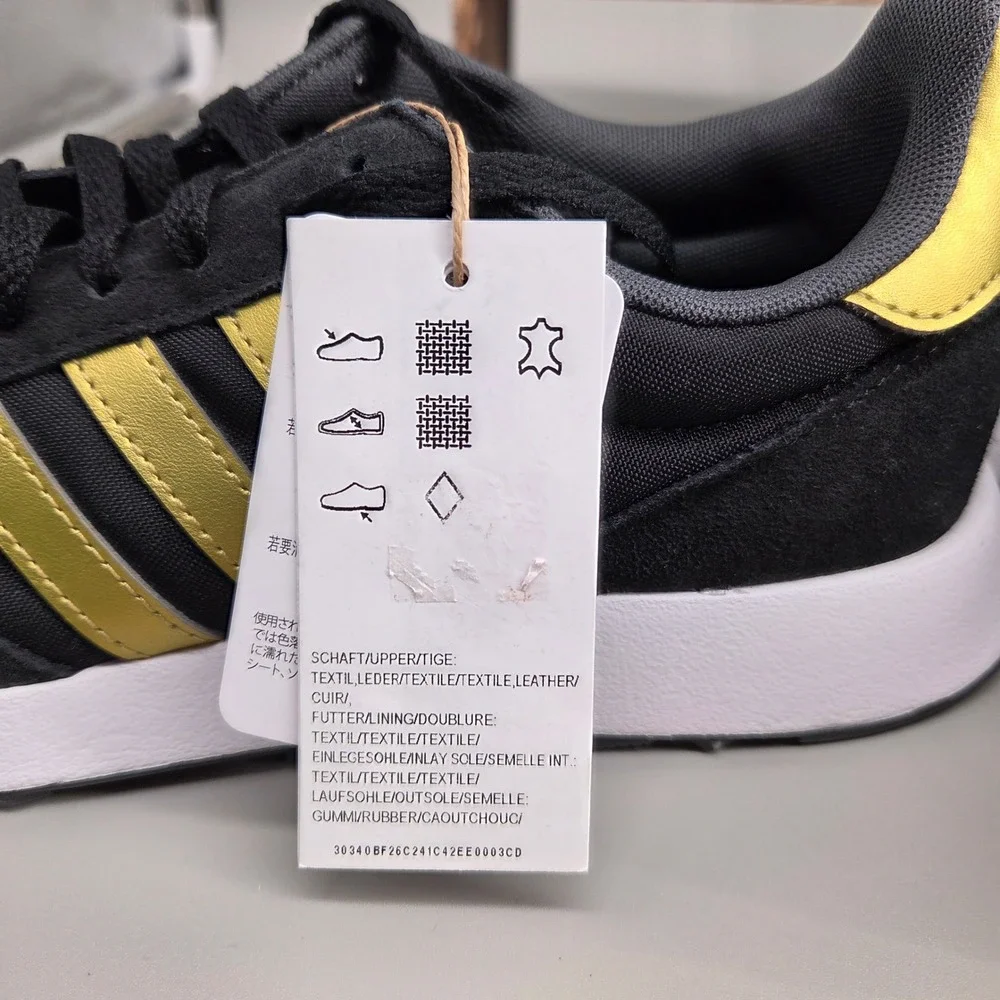 Adidas Run 60s 2.0 Shoes Mens 8 Black Gold GX1714 Retro Lifestyle Sneakers